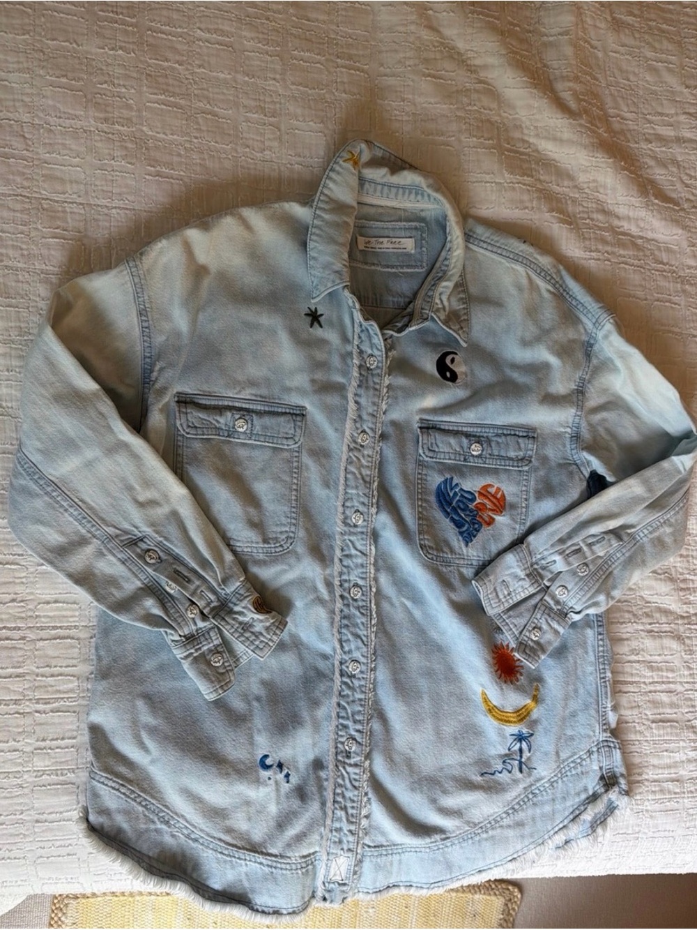 Free People We The Free Denim Reef Break Top - Picture 2 of 4